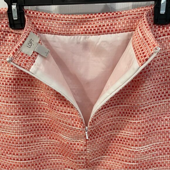 LOFT Ann Taylor Orange Red Patterned Mini Skirt With Pockets Women’s Size 6 - Picture 4 of 9